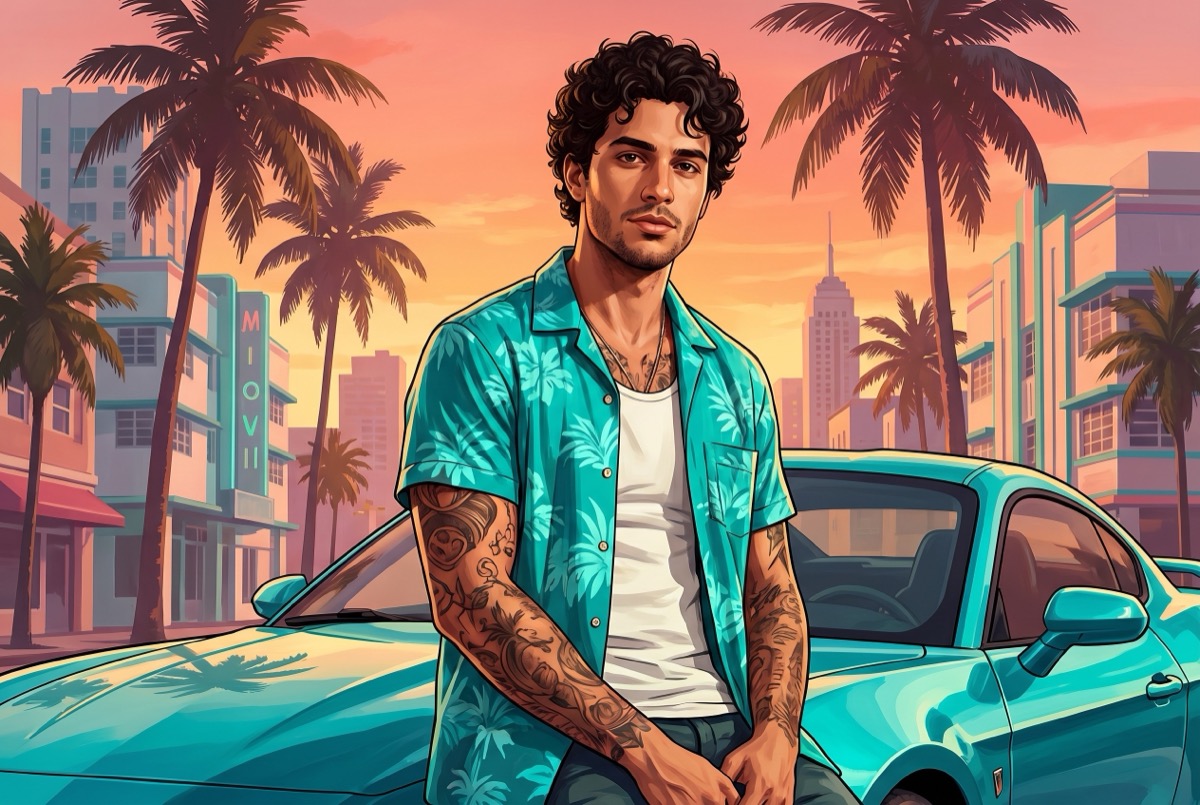 Шаблон «Себя в стиле GTA 6» — пример результата нейросети