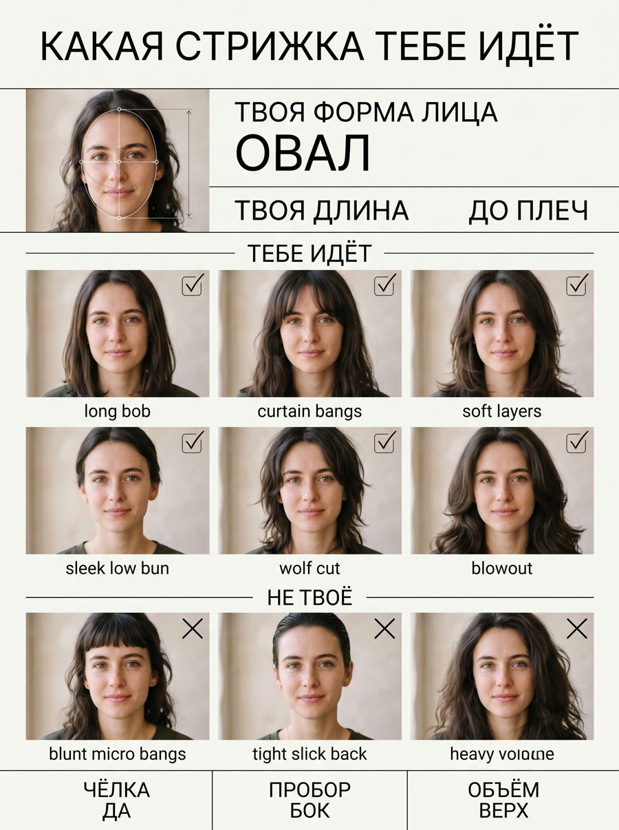 Шаблон «Какая стрижка тебе идёт» — пример результата нейросети