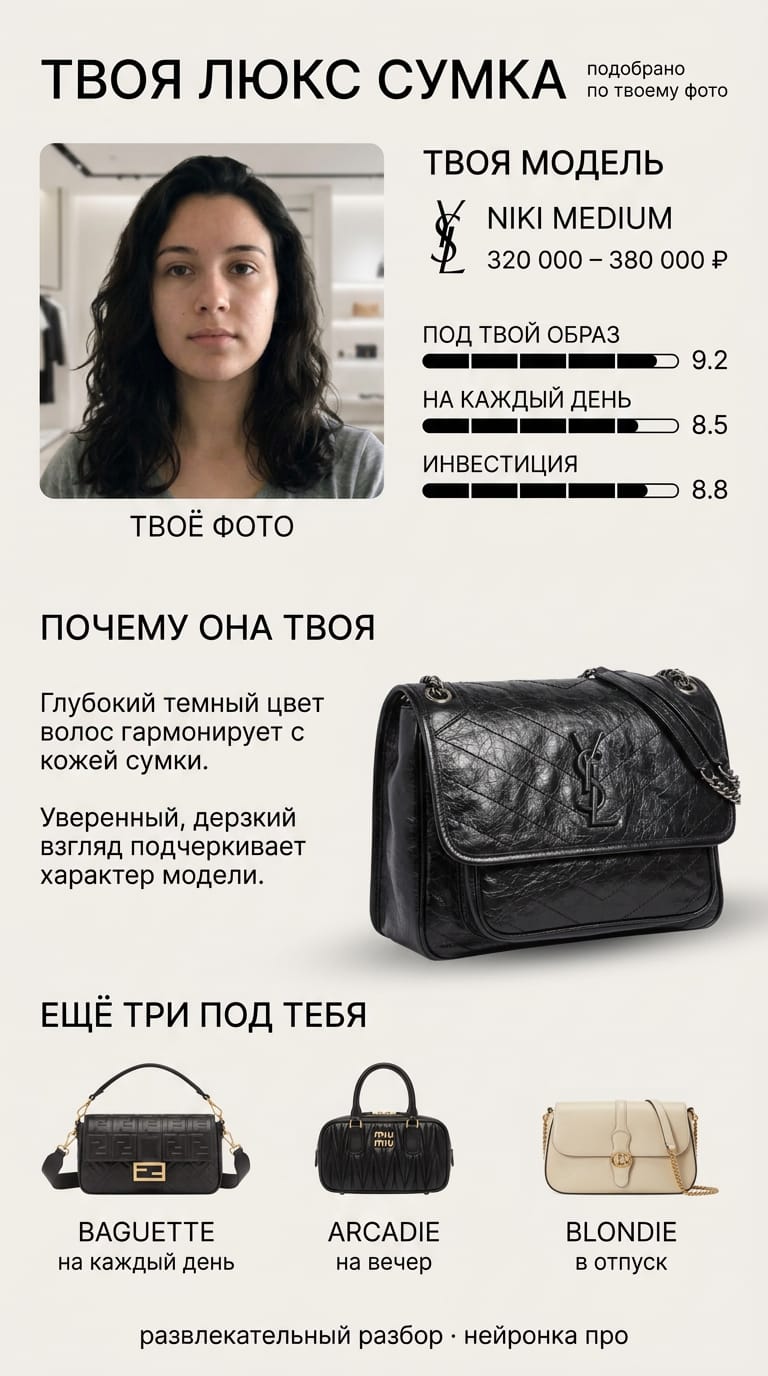 Пример результата: Твоя люкс сумка